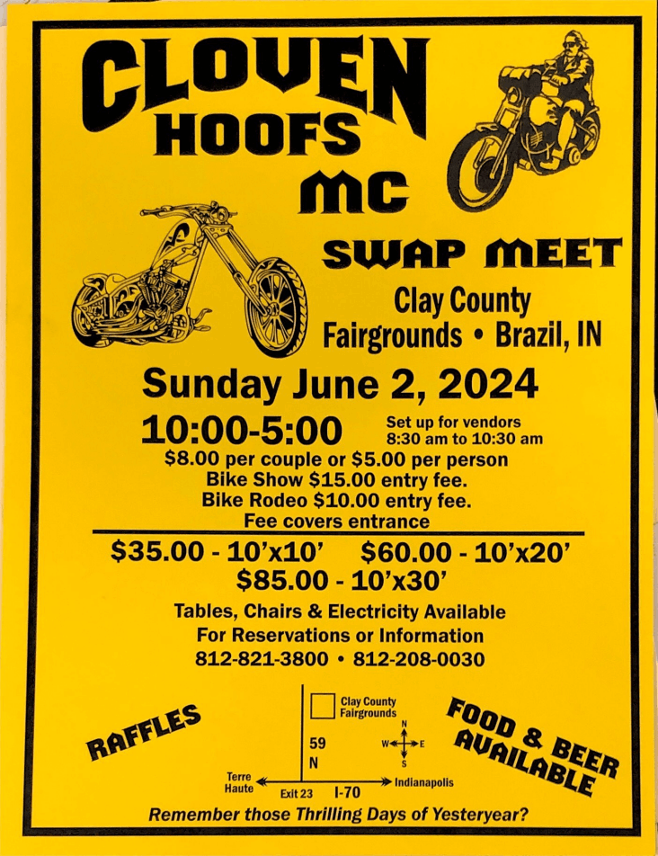 CLOVENHOOFS Motorcycte Club Swap Meet